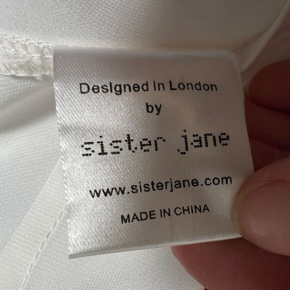 NWT Sister Jane Telephone Print Tea Dress With Frills Blue Multicolor Small - Picture 15 of 15